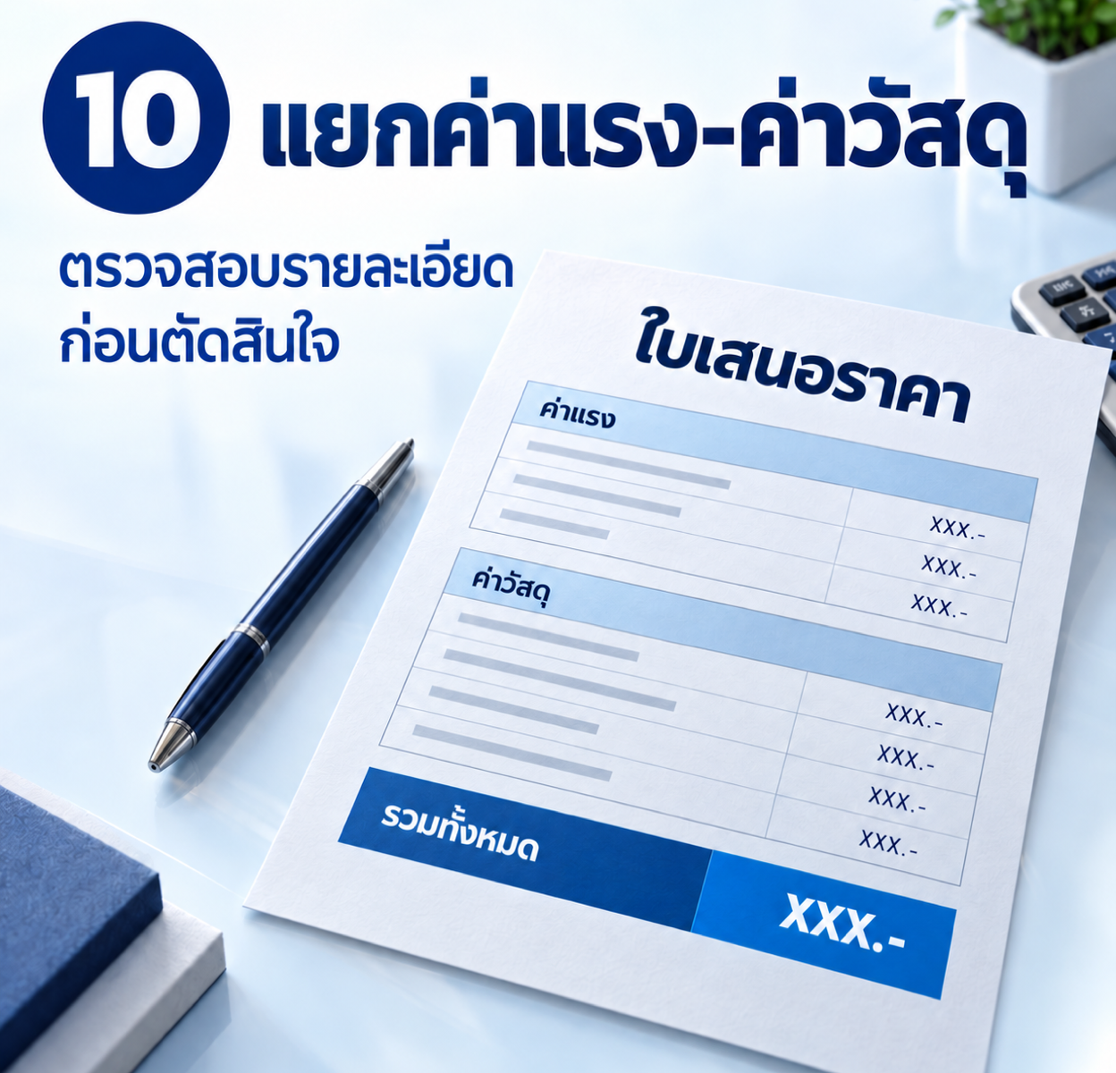 แยกค่าแรงและค่าวัสดุ